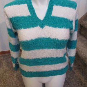 Vintage 1980's Tamaron Aqua Striped Pullover